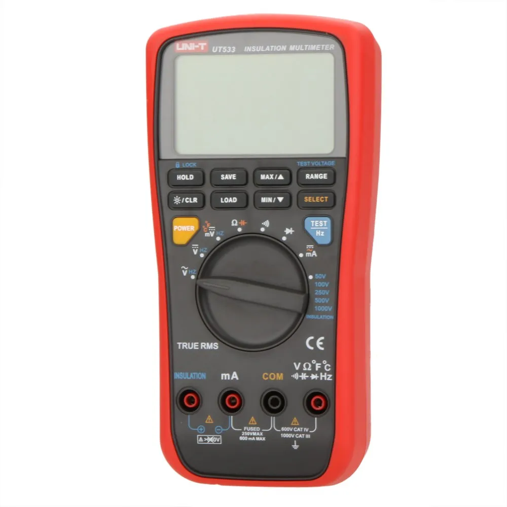 UNI-T UT533 True RMS Insulation Resistance Tester Digital Multimeter 2in1 AC DC Auto Range 50V~1000V 1Gohm Megohmmeter Voltmeter