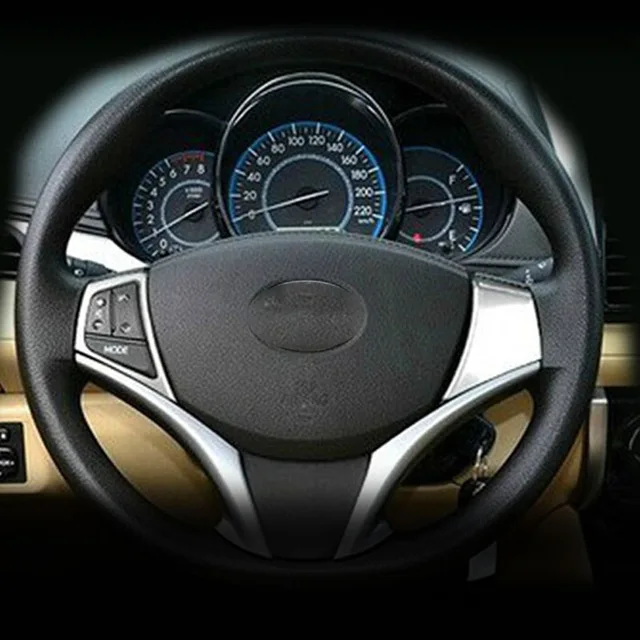 For Toyota Vios/Yaris sedan 2014 2015 2016 Car Styling Accessories ABS Plastic  Steering wheel Button frame Cover Trim