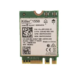 For Killer 1550 Intel 9260 9260NGW NGFF 1730Mbps WiFi + Bluetooth-compatible 5.0 802.11ac Card Better than Killer 1535