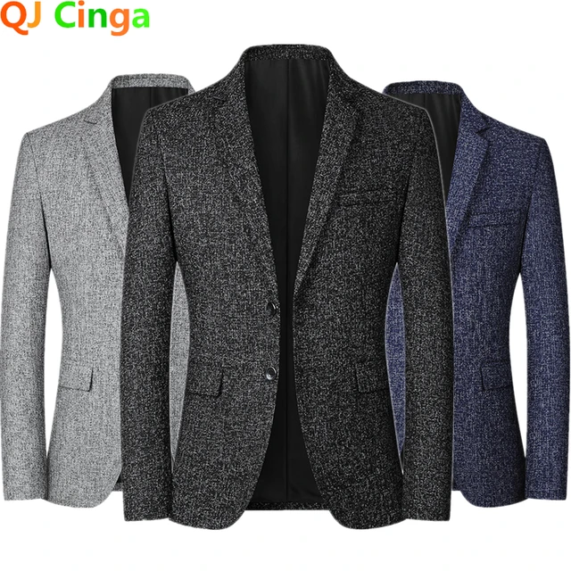 Nowe męskie czarne marynarki biznesowe 2026, modne dopasowane płaszcze, marynarka męska jednorzędowa z dekoltem w serek, stylizacja męska