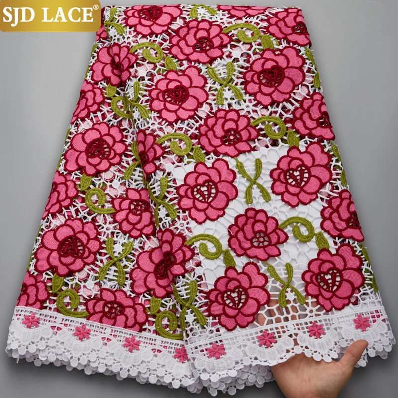 SJD LACE African Guipure Cord Lace Embroidery 2024 High Quality Water Soluble Lace Fabric For Women Wedding Dress Sewing  A2687