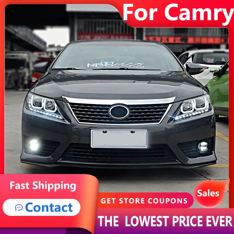 

HANA для Toyota Camry V50 светодиодная фара 2012 2013 2014 Camry LED DRL спрятанная фара Angel Eye биксеноновые аксессуары