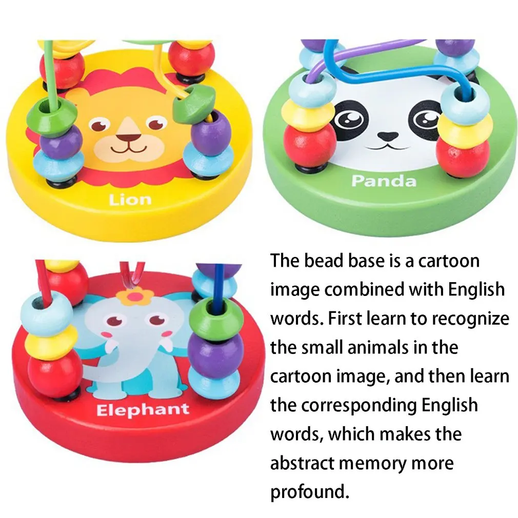 Hot Montessori Educational Math Toy Wooden Mini Circles Bead Wire Maze Roller Coaster Abacus Puzzle Toys For Children Kids Gift