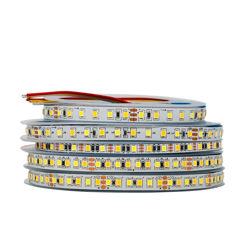 5M CCT Dimmable LED Strip Light Dual Color SMD2835 12V 24v DC WW CW Color Temperature Adjustable Flexible LED Tape Ribbon