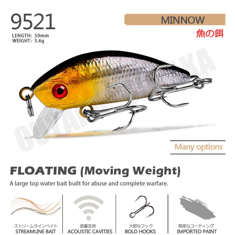 Floating Minnow Fishing Lure Accesorios Baits Weights 3.6g 5cm Isca Artificial De Pesca Equipment Trolling Articulos Pike Leurre