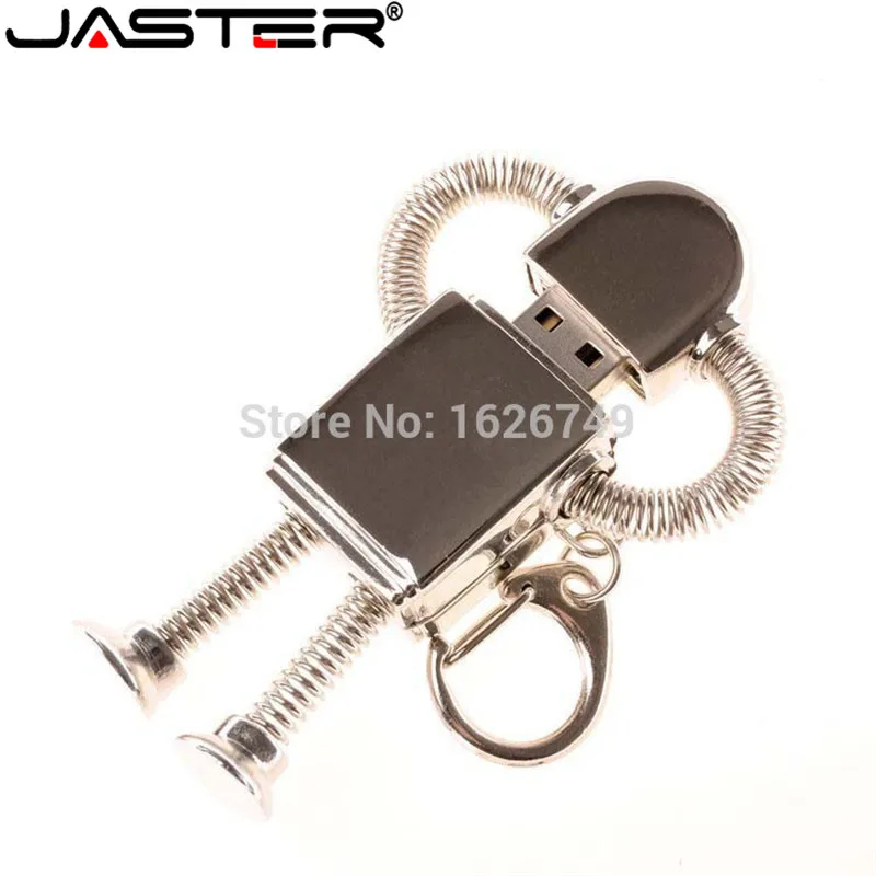 JASTER real capacity Stainless  cool Metal robot USB Flash Drive 16GB 32GB 64GB Mini Doraemon U Disk Pen drive Chain Newest