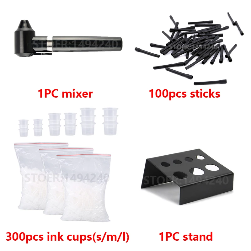 Hot Permanent Makeup Pigment Set Tattoo Ink Mixer with Sticks,Microblading Ink Cups and Stainless Steel Holder Tattoo Supplies