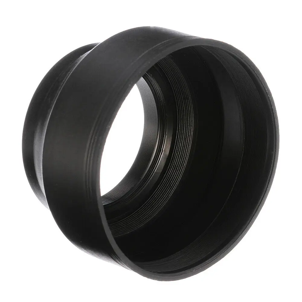 55mm 3 in1 3-Stage Collapsible Rubber Lens Hood For Canon Nikon Sony DSLR Camera