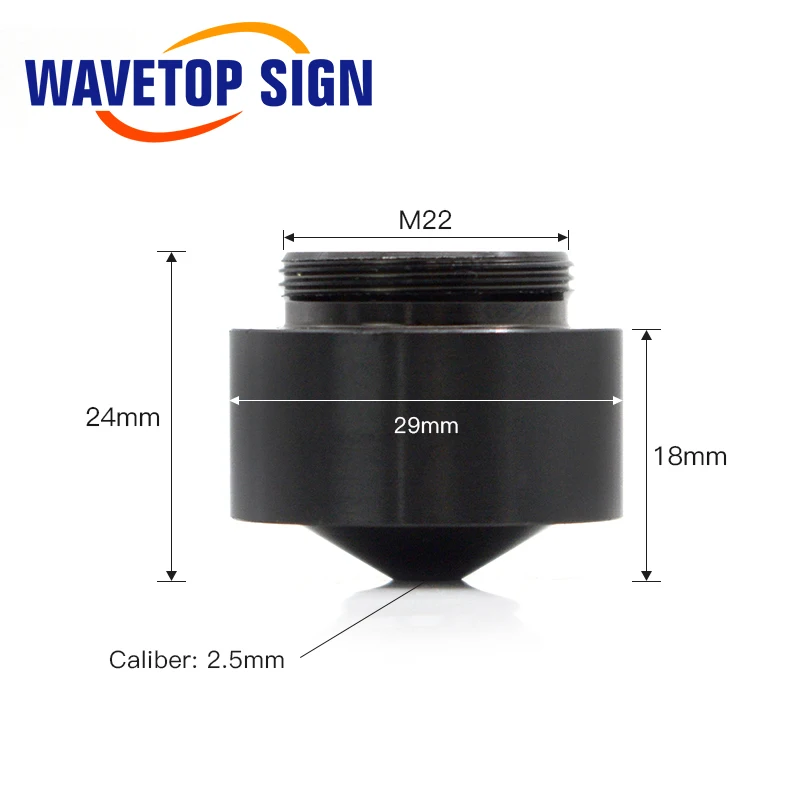 WaveTopSign Air Nozzle for Dia.20x38.1mm Focus Lens Co2 Short Nozzle with Fitting for Laser Head CO2 Laser Cutting Machine