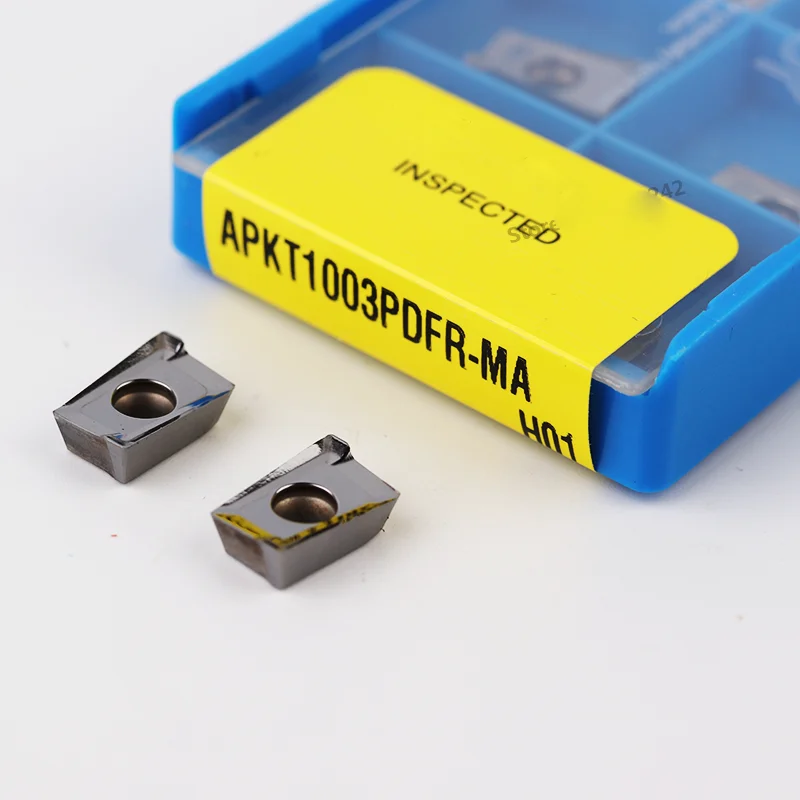 

10 шт. APKT1003PDFR-MA H01 100% оригинальные алюминиевые режущие лезвия, карбидные режущие пластины для токарного станка с ЧПУ