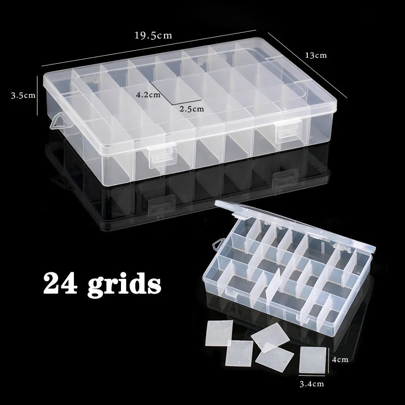 Plastic Sieradendoos 10/15/24 Compartiment Slot Organizer Opslag Kralen Container Verstelbare Sieraden Opbergdoos Rechthoek Case