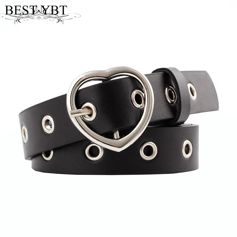 

Best YBT Imitation Leather Women's Belt Heart Shap Pin Buckle Belt New Fashion Wild Love Hollow Decoration Pants Belts For Jeans