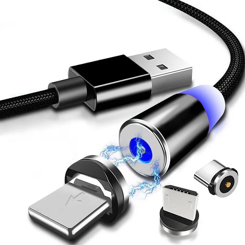 Kabel magnetyczny Micro USB typ C ładowarka magnetyczna kabel do iphone'a Huawei Samsung telefon komórkowy z systemem Android 1m 2m kabel