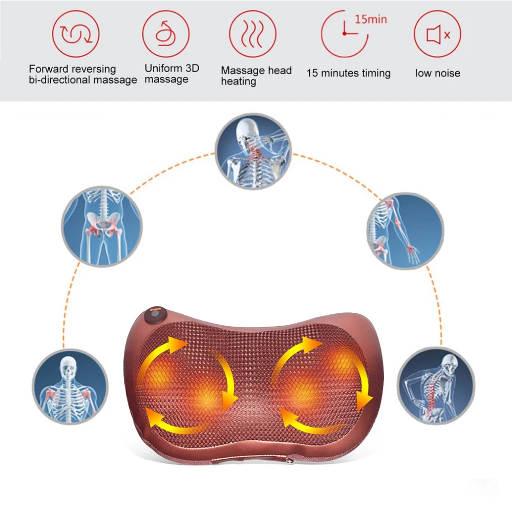 Rotating Shiatsu Massage Pillow Backrest Waist Cervical Pillow Household Car Electric Shiatsu Massager Back Massage Pillow