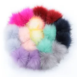 2 peça 10/12/15cm faux hairball chapéu bola pompom falso pele de raposa chapéu bola pom pom diy artesanal roupas de malha chapéu acessórios