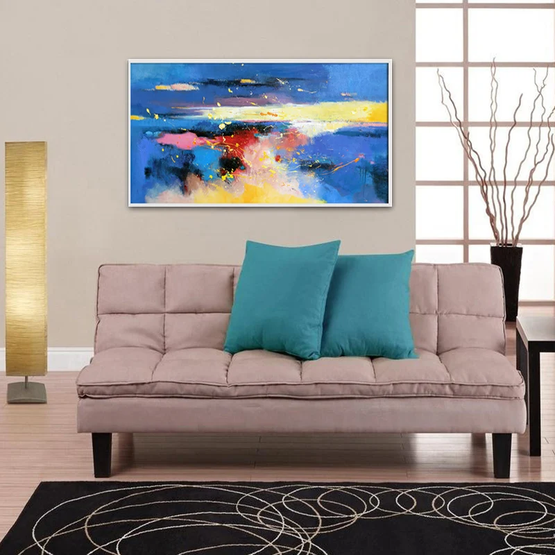 

Blue Abstract Oil Painting Beach Sunrise Painting Beach Art Wall Decor Painting Beach Home Decors Living Room Decoration