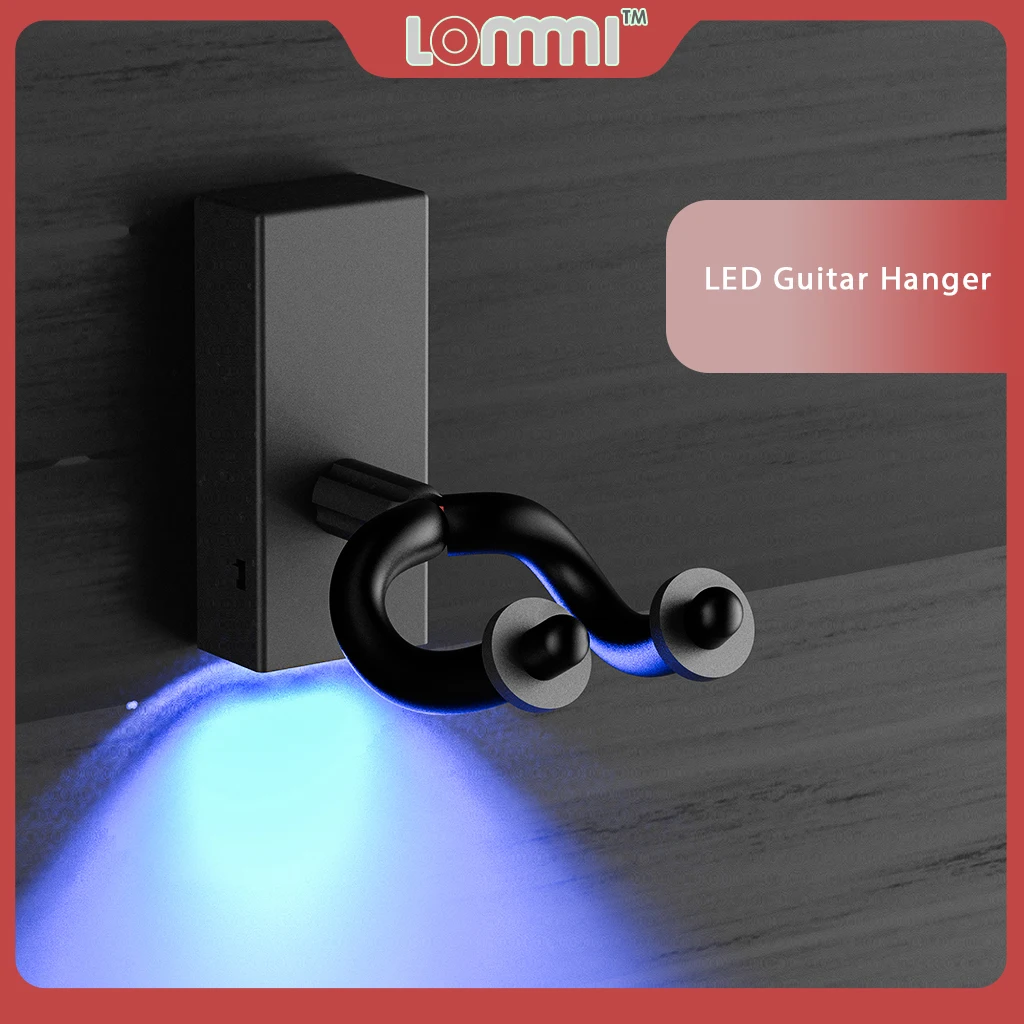 

LOMMI LED Blue Light Hanger Wall Mount Hanger Hook Holder Ukulele Hanger Banjo Hanger Uke Stringed Instrument Holder Keeper