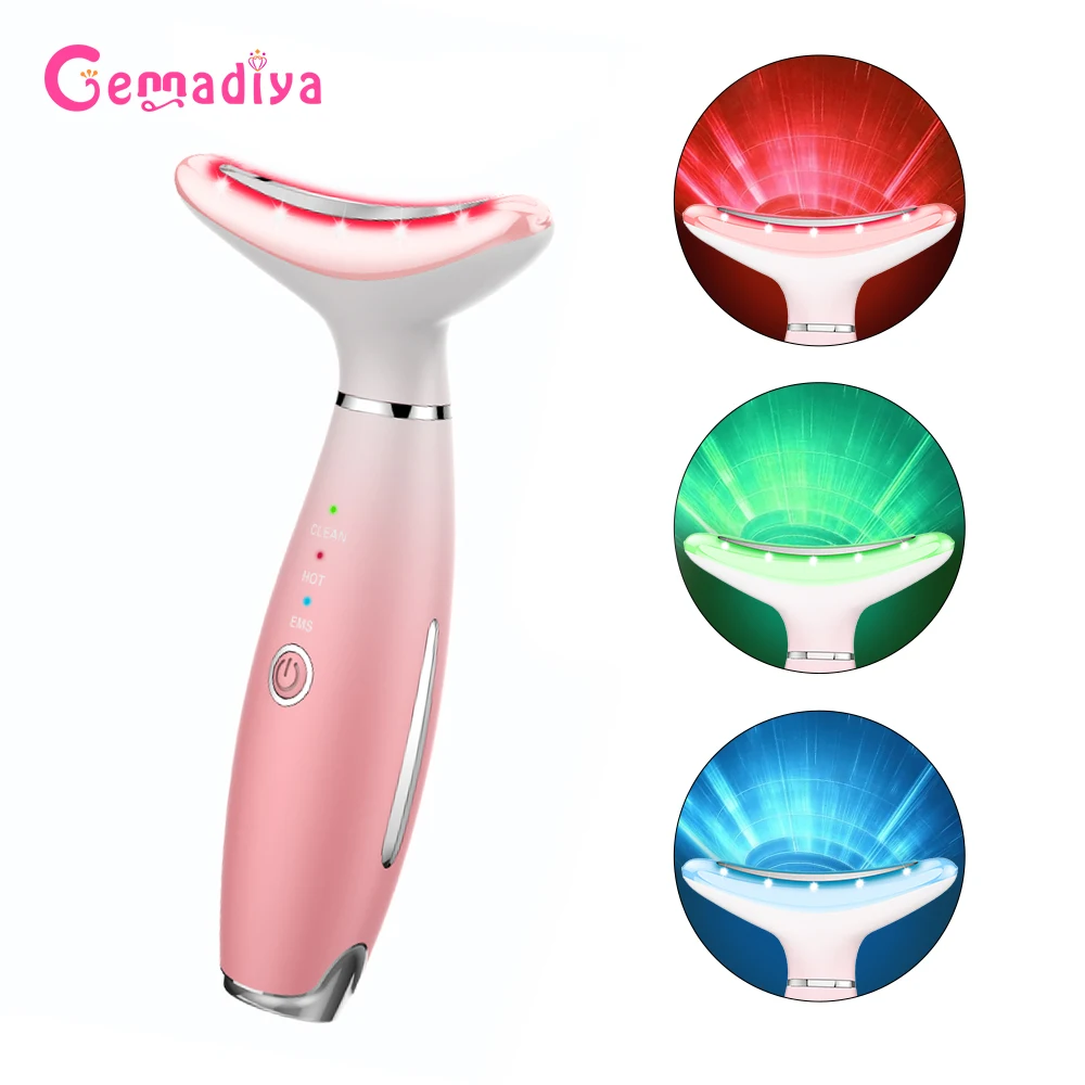 

Face Neck Massager 3 Colors LED Photon Therapy Face Neck Anti Wrinkle Removal Double Chin Facial Lifting Skin Care Beauty Device