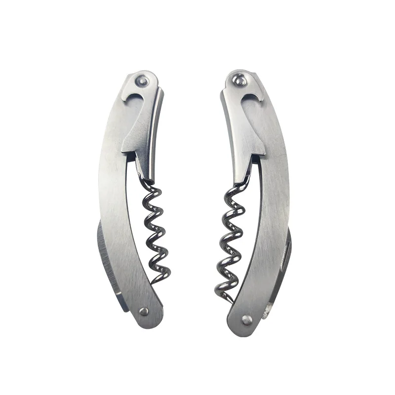 Stainless Steel Bottle Opener Plated Corkscrew Double Hinge Waiters Wine Key Bottle Opener Bar Home Office Kitchen
