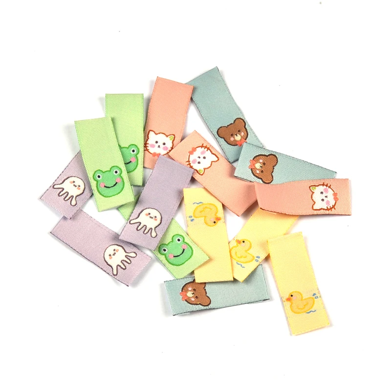 50pcs Mixed Cartoon Animals Embroidery Labels for Sewing Garment Handmade Accessories Clothes Tags Care Bags Logo DIY Crafts