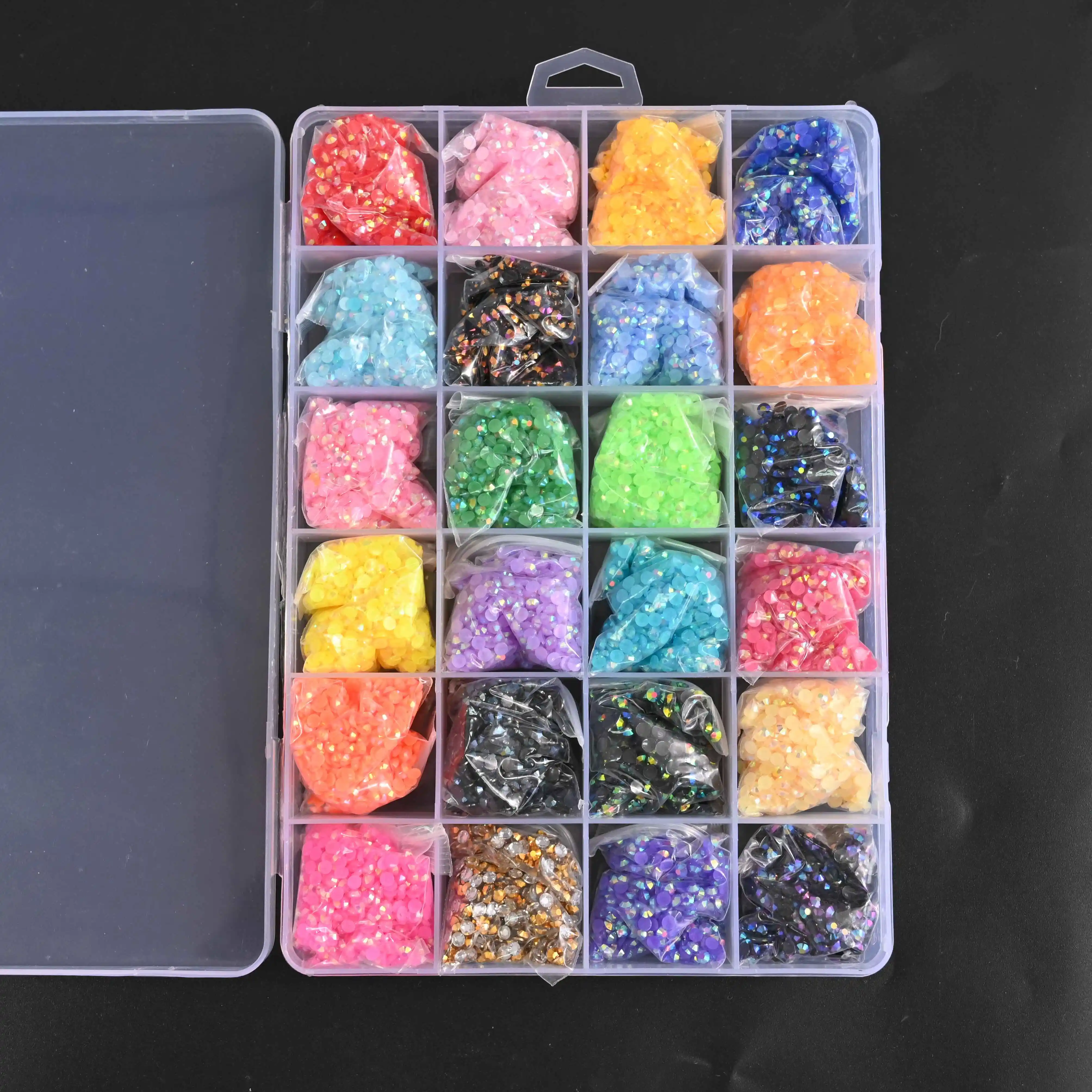 

24Grid/Box(24*1000pcs)3mm Flat-Back AB Jelly Rhinestones For Nail Art Decorations Crystal Glass Half Nails Beads Rhinestones D10