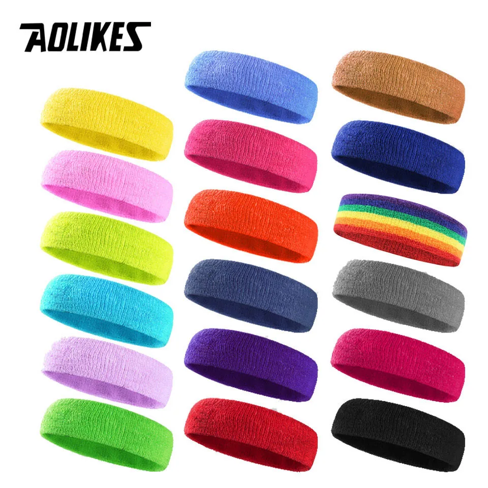 AOLIKES Fitness Running Cycling Sweatband Sweat Headband Men Women Elastic Breathable Yoga Hair Bands Head Sweat Bands