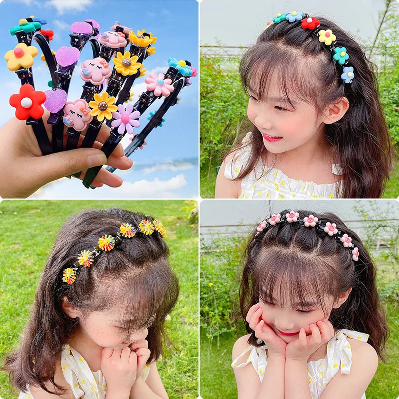 2022 Hot Sale Cute Baby Flower Fruit Cartoon Style Hair Band Braided Hair Artifact Not Hurt Hairpin Hair Accessories Headwear