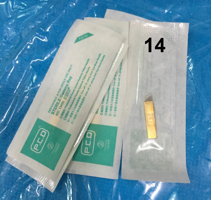 Permanent Makeup Eyebrow 50pcs U Pin PCD 12/14/19 Tattoo Blade Microblading Needles For 3D Embroidery Manual Pen
