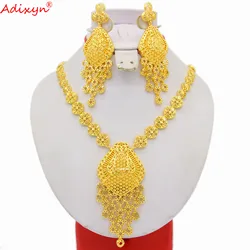 Adixyn Fine Jewelry Collares Necklace Earrings Jewelry set 24k Gold Color African Jewelry for Women Ornament Wedding Gifts