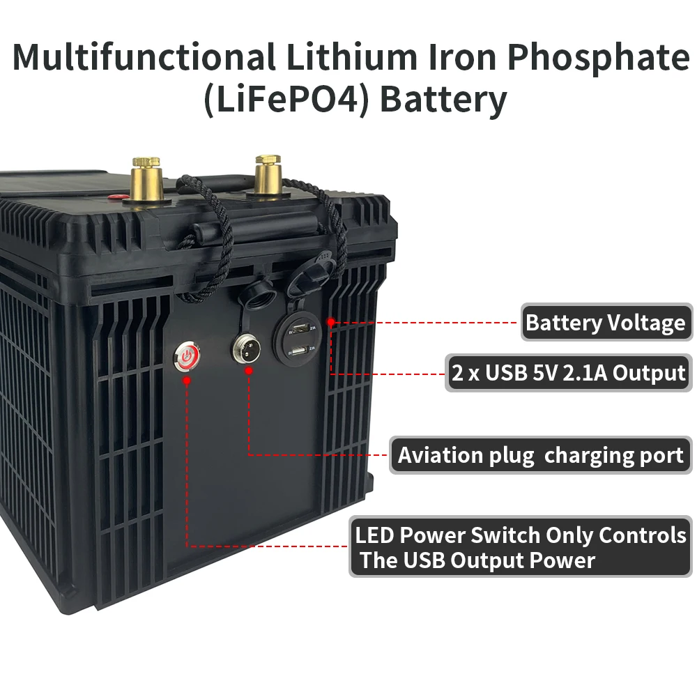 New 12V 50 100 120 135 180 200 300 400Ah LiFePO4 Battery Pack With Upgraded BMS Lithium Power Golf Cart RV Campers Off-Road