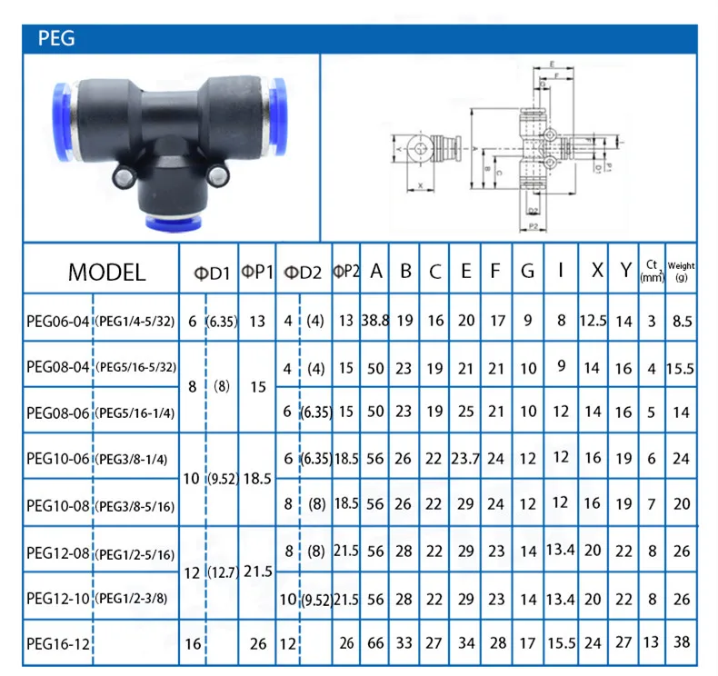 Pneumatic Fittings Pipe Connector Tube 4 5 14mm OD Hose Reducing 8 10 12mm PG PVG PEG PW PZAG Plastic Push In Air Quick Fitting