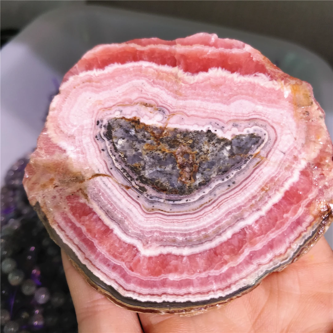 High Quality Gems Natural Quartz Rhodochrosite Mineral Crystal Slice Valuable Stones Specimen Pieces Healing Decor Indie Jewelry