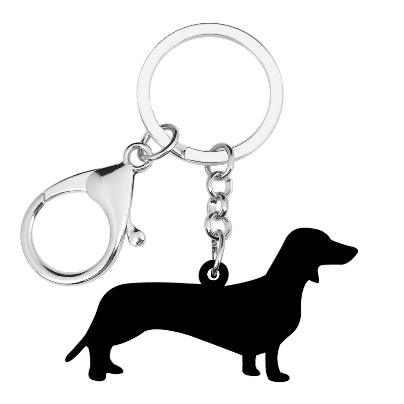 Bonsny Acrylic Standing Dachshund Dog Keychains Key Rings Anime Pet Jewelry Women Teens Girls Decorations Charms Gift Accessory