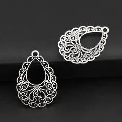 20pcs Silver Color 34x24mm Chandelier Charms Drop Shaped Pendant Fit DIY Jewelry Making Handcrafted Accessories