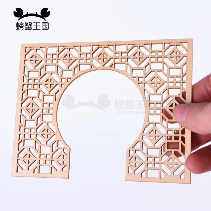 6 Stuks Chinese Stijl Meubels Houten Deur Voor Poppenhuis 1:25 Miniatuur Huis Interieur Decoratie Gesneden Houten Paneel Houten Ambacht