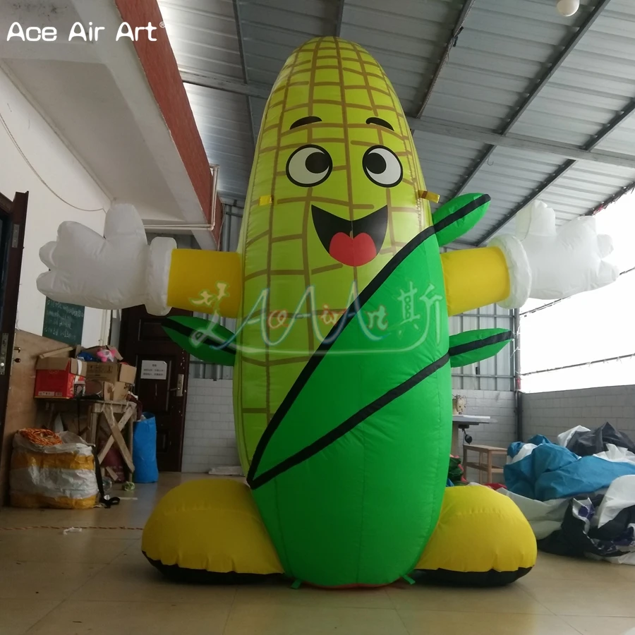 Modelo de planta de impressão gigante, réplica inflável de desenho animado de espiga de milho para decoração de shows comerciais de exposição agrícola