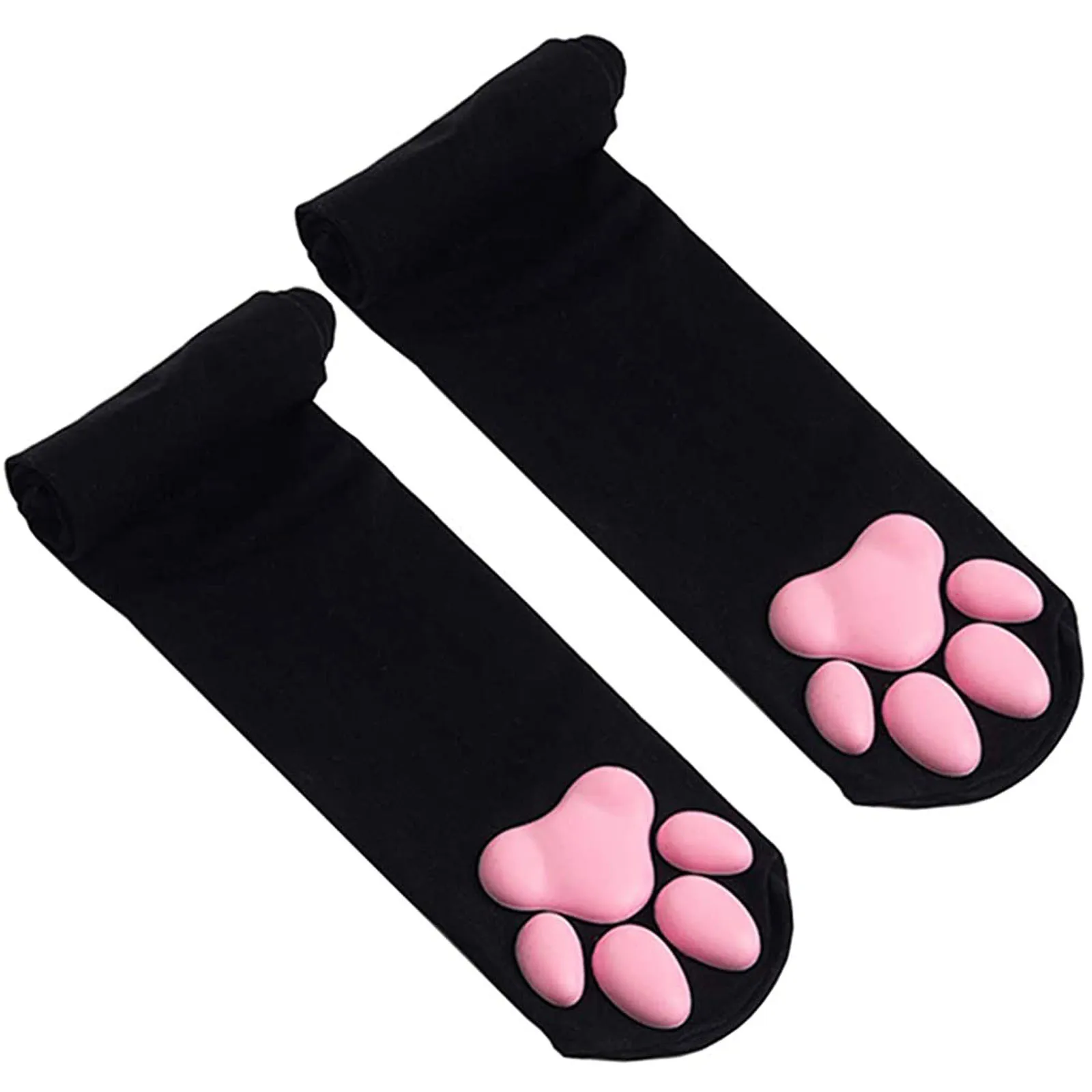 Cat Paw Socks Kawaii 3D Cat Claw Beanies Women Paw Stocking Lolita Cosplay Pawpad Kawaii Stockings Cat-Paw-Pad Thigh High Socks