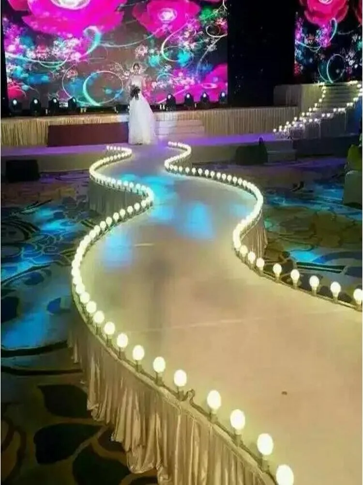 

Fashion White Wedding Aisle Runners Both Sides Decoration Light String Road Cited Wedding Party Decor Props Supplies