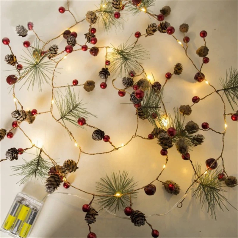 2M 10 LED String Light Garland Pine Cone Pine Needles Lights Christmas Tree Ornaments Led Light Kerst Natal Navidad Noel Decor