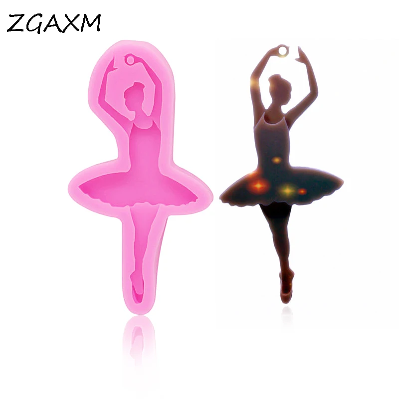 

LM1025 Shiny Ballerina Girl Epoxy Silicone Molds Pendant Keychain Jewelry Making Molds Chocolate Cake Baking Gadgets New