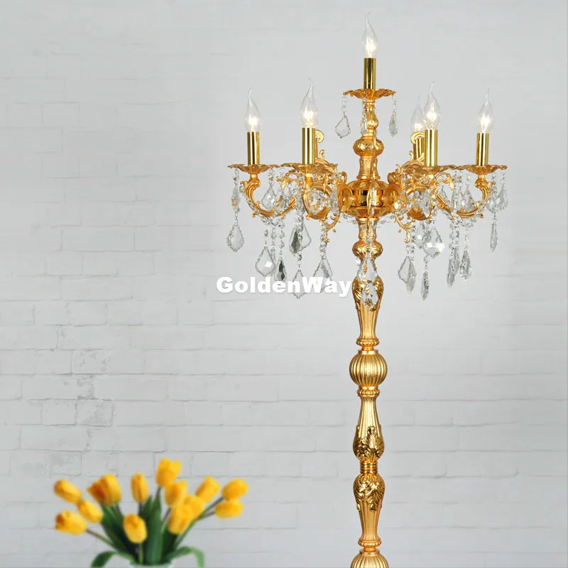 Imagem -03 - Luminária de Cristal de Luxo D56cm Candelabros Europeu Dourado Prateado para Piso de Hotel Restaurante Iluminação de Quarto