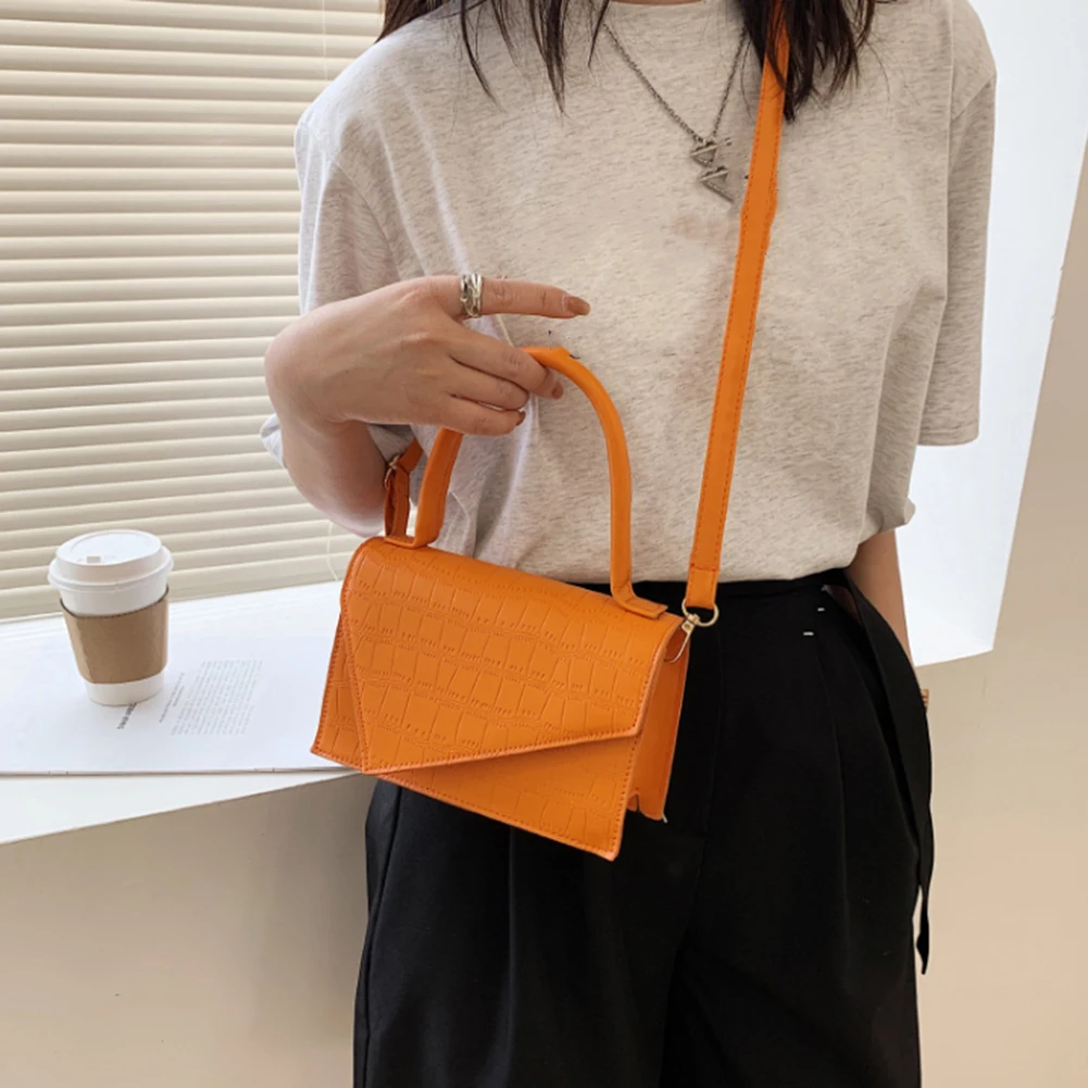 2021 Women Stone Pattern Crossbody Solid Color Soft PU Leather Messenger Bag Female Small Square Tote Bags Girls Travel Hand Bag