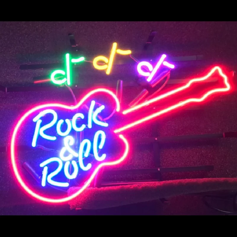 Custom Rock & Roll Glass Neon Light Sign Beer Bar