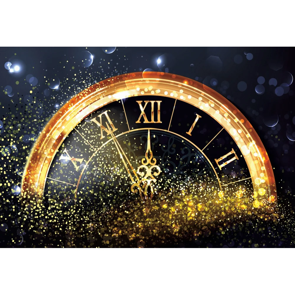 Yeele Gold Light Bokeh Clock New Year's Countdown Photography Backdrops Photographic Decoration Backgrounds For Photo Studio