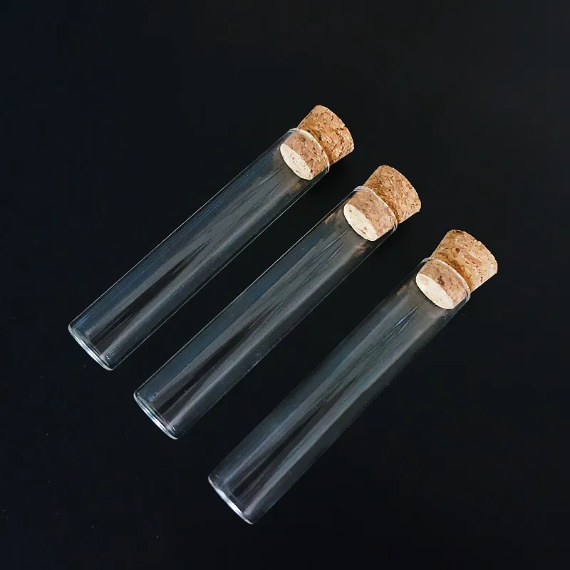 8pcs/lot Clear 20x100mm Clear Glass Flat Bottom Test Tubes with cork stopper for kinds School/Laboratory Glassware