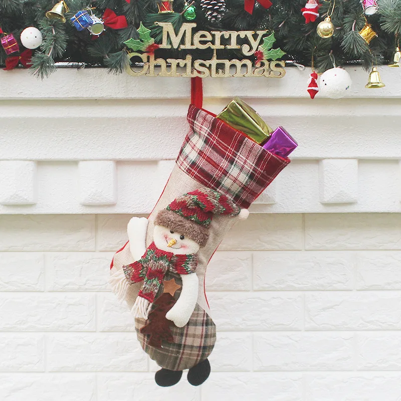 Hello Christmas Stockings Christmas Xmas Tree Hanging Party Deacor Santa Stocking sock gift Candy bags Navidad 2019