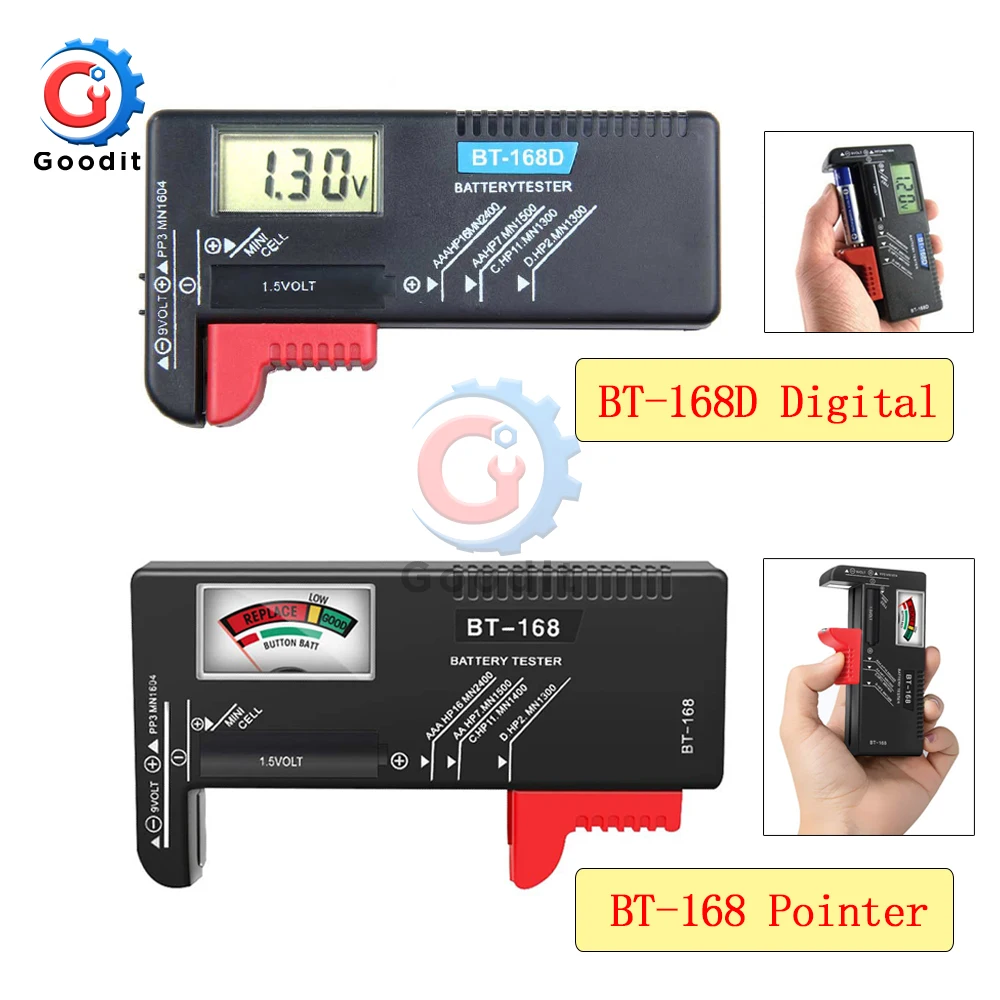 Universal BT168 BT-168D Digital Battery Tester Voltage Checker for AA AAA 9V Button Multiple Size Testers Voltmeter Meter Tools