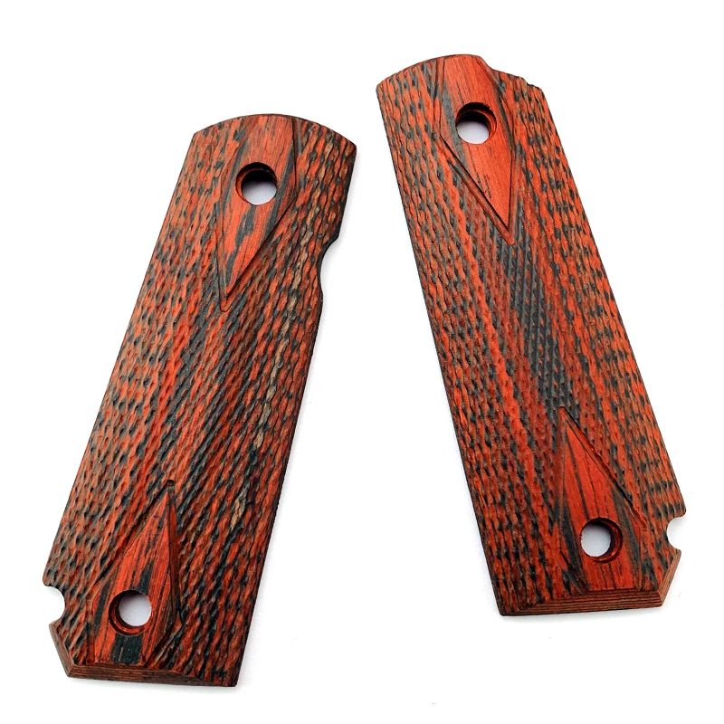 

2Pieces 1911 Grips Natural red wood Handle Grips Patch Custom Grips CNC Handle Grips