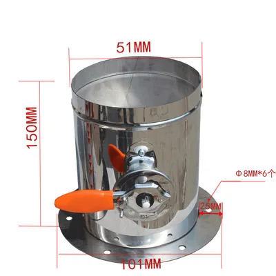 

Stainless Steel 201 Damper Air Valve Manual check valve for 3/4/5/6/8inch Pipe with 50.5mm Flange