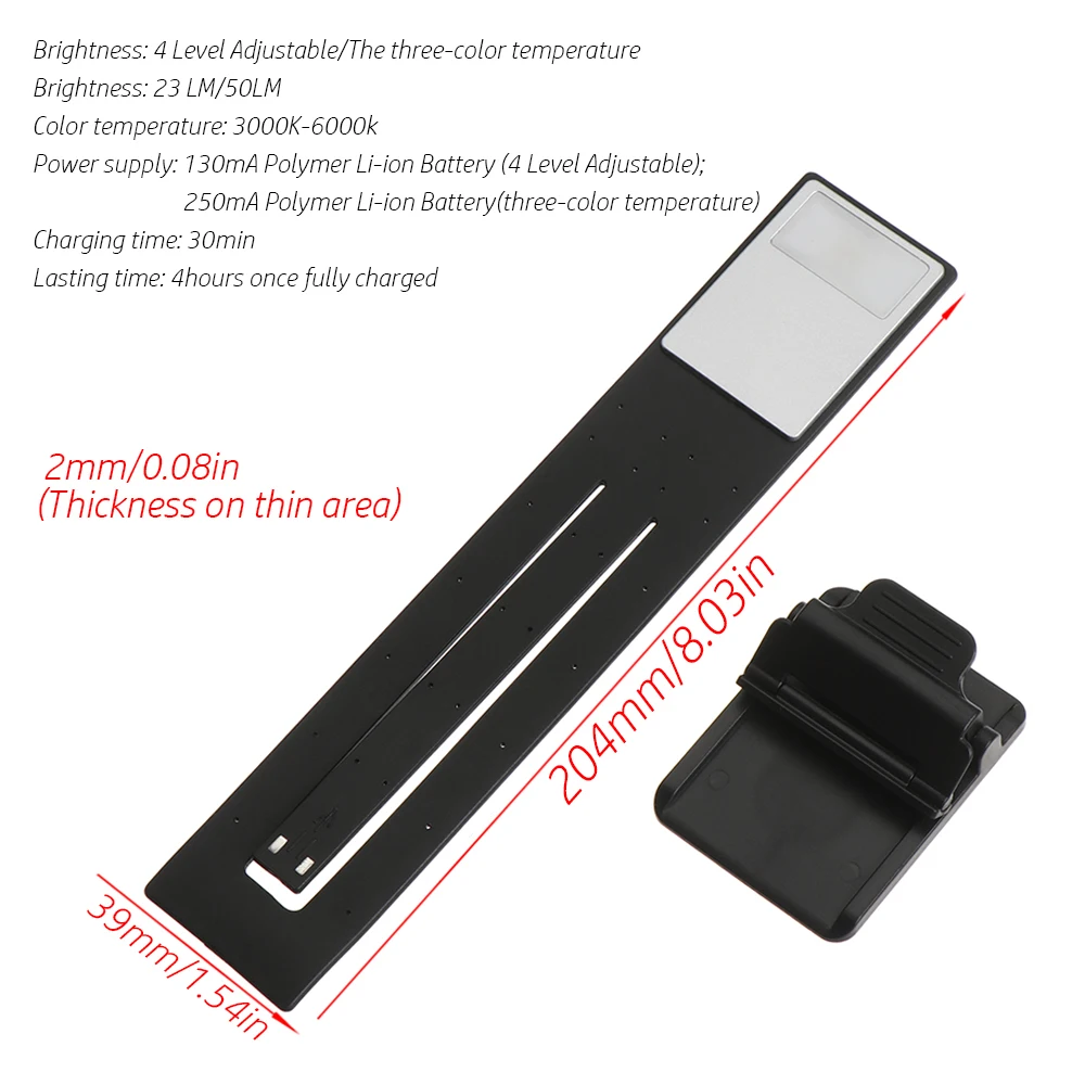 New USB Rechargeable LED Flashlight Flexible Book Clip Reading Lights Portable Flashlight Emergency Torch for Kindle E-book